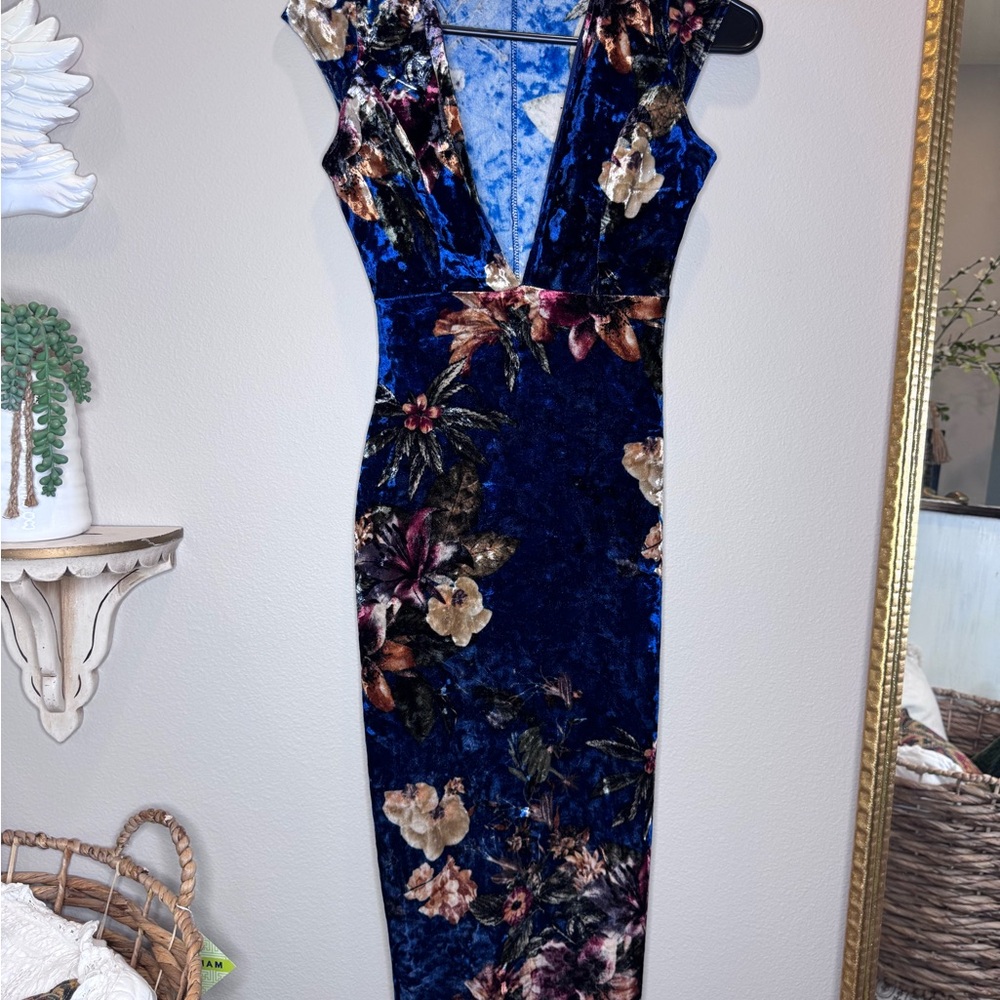 Floral Velvet Evening Dress